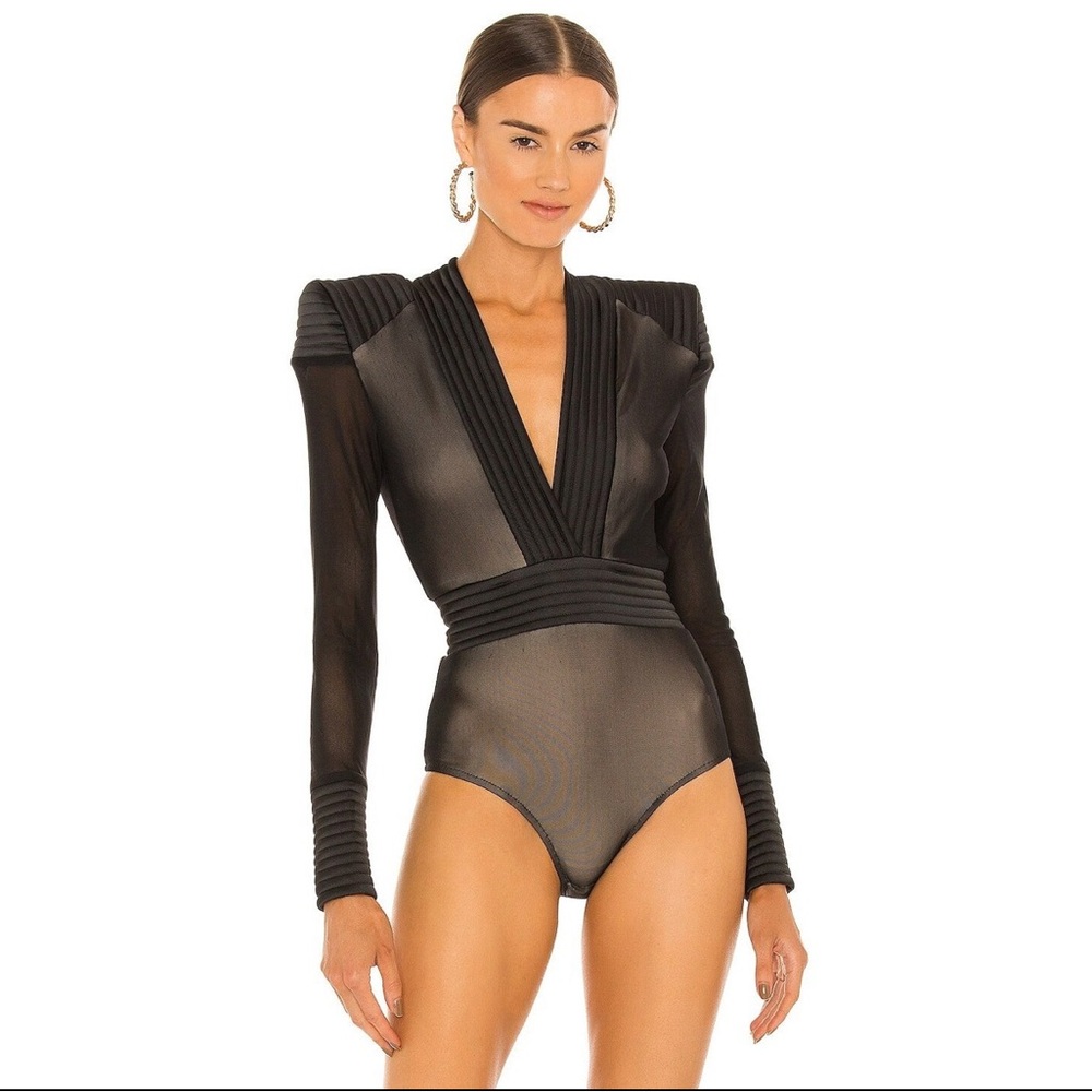 Zhivago Black Structured V-Neck Bodysuit - Picture 4 of 12